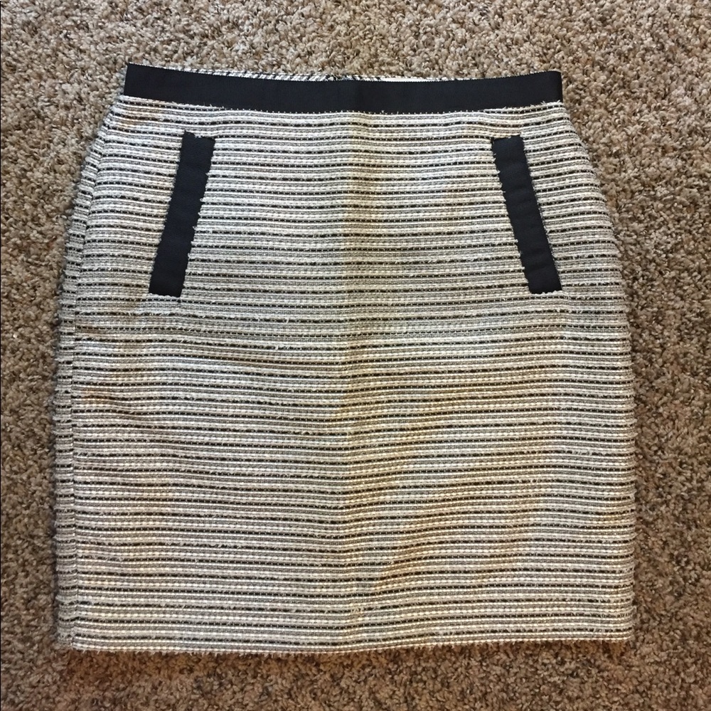 Loft Silver Striped Tweed Skirt